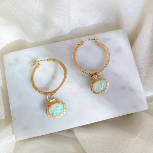 Reworked Opal Hoops | Recycled 14k Gold