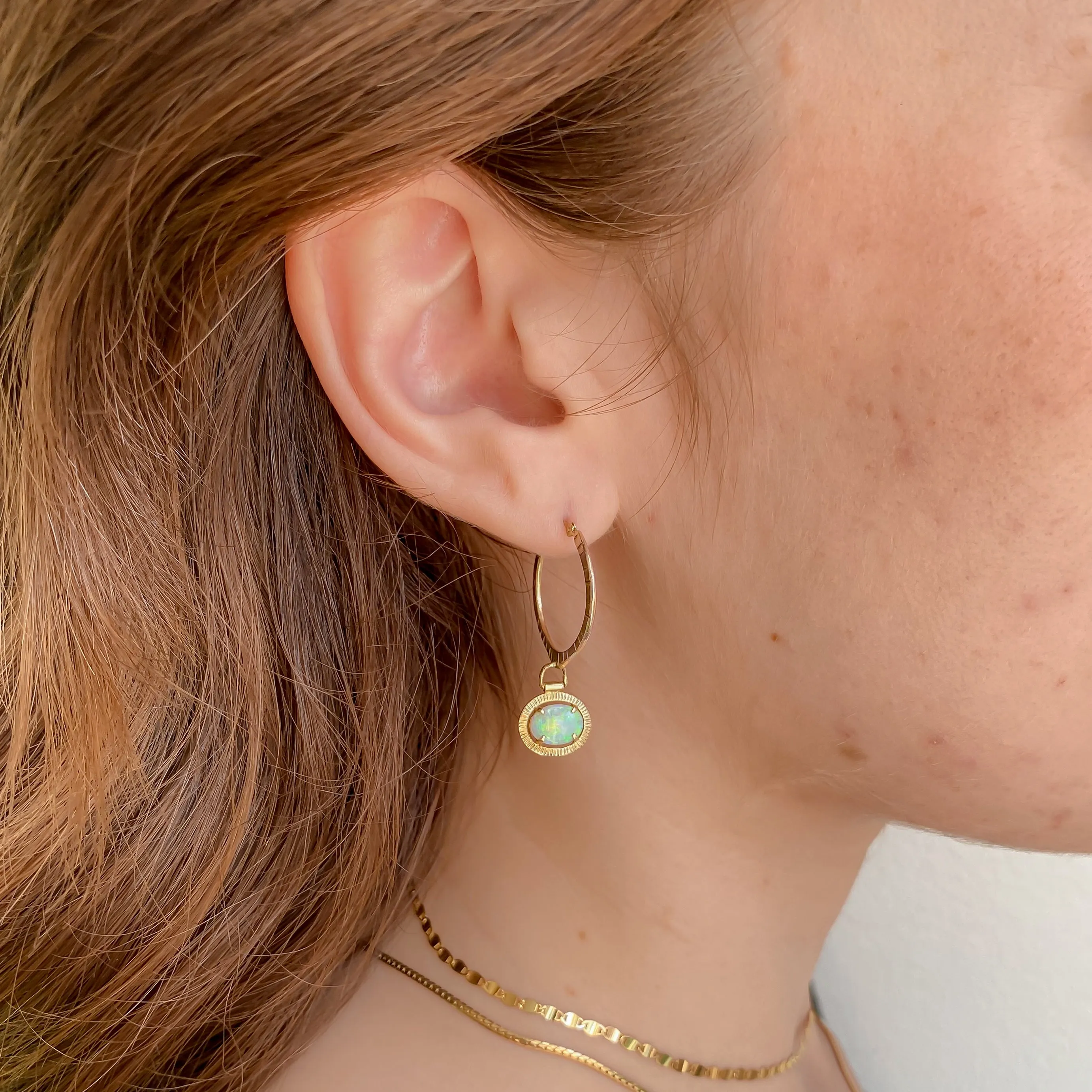 Reworked Opal Hoops | Recycled 14k Gold