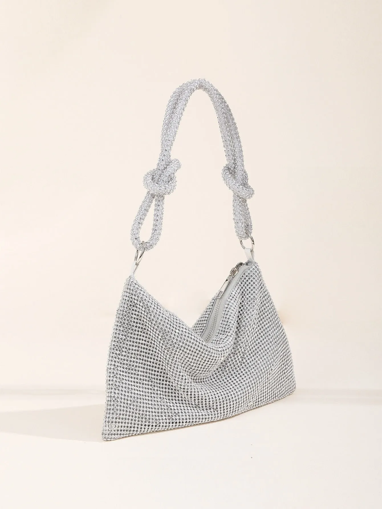 Rhinestone Decor Knot Detail Evening Bag