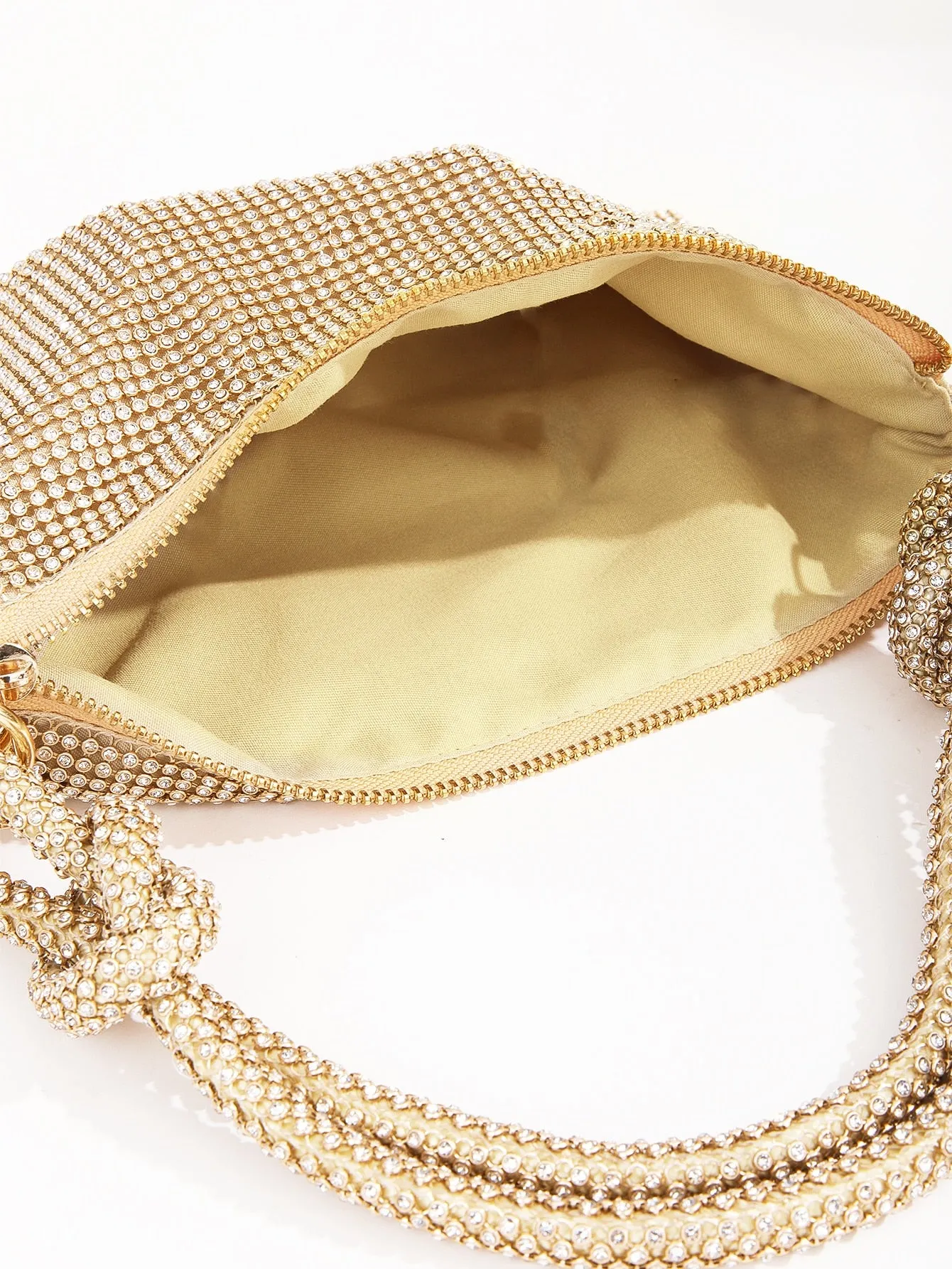 Rhinestone Decor Knot Detail Evening Bag