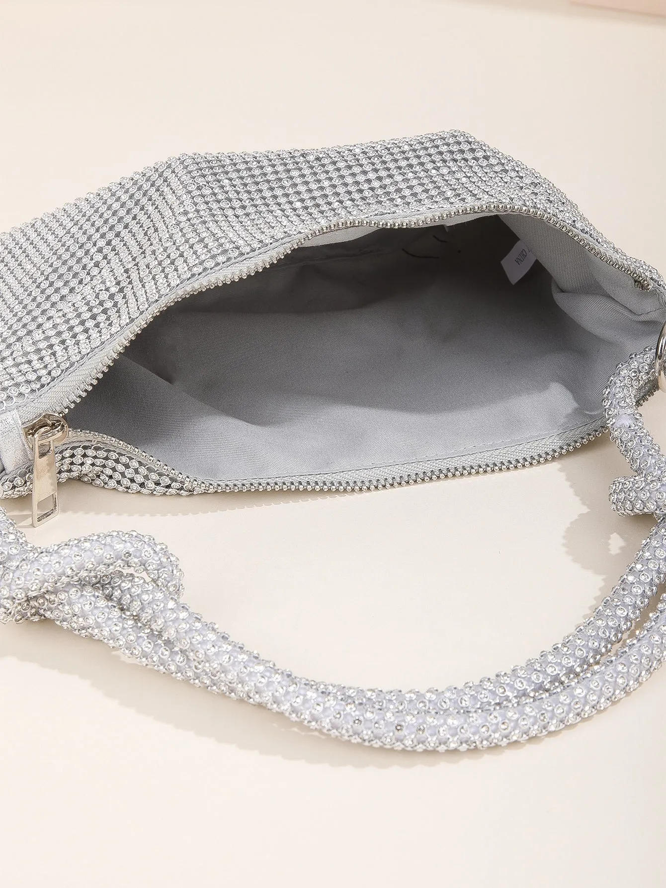 Rhinestone Decor Knot Detail Evening Bag