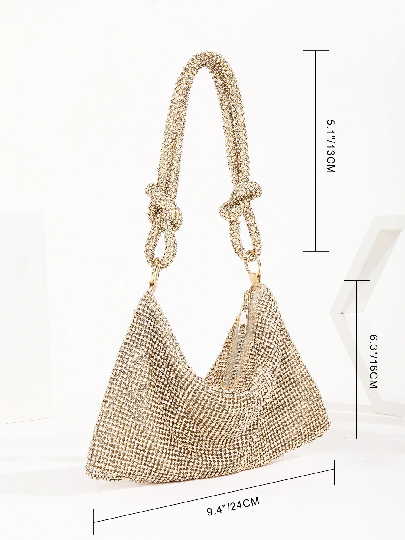 Rhinestone Decor Knot Detail Evening Bag