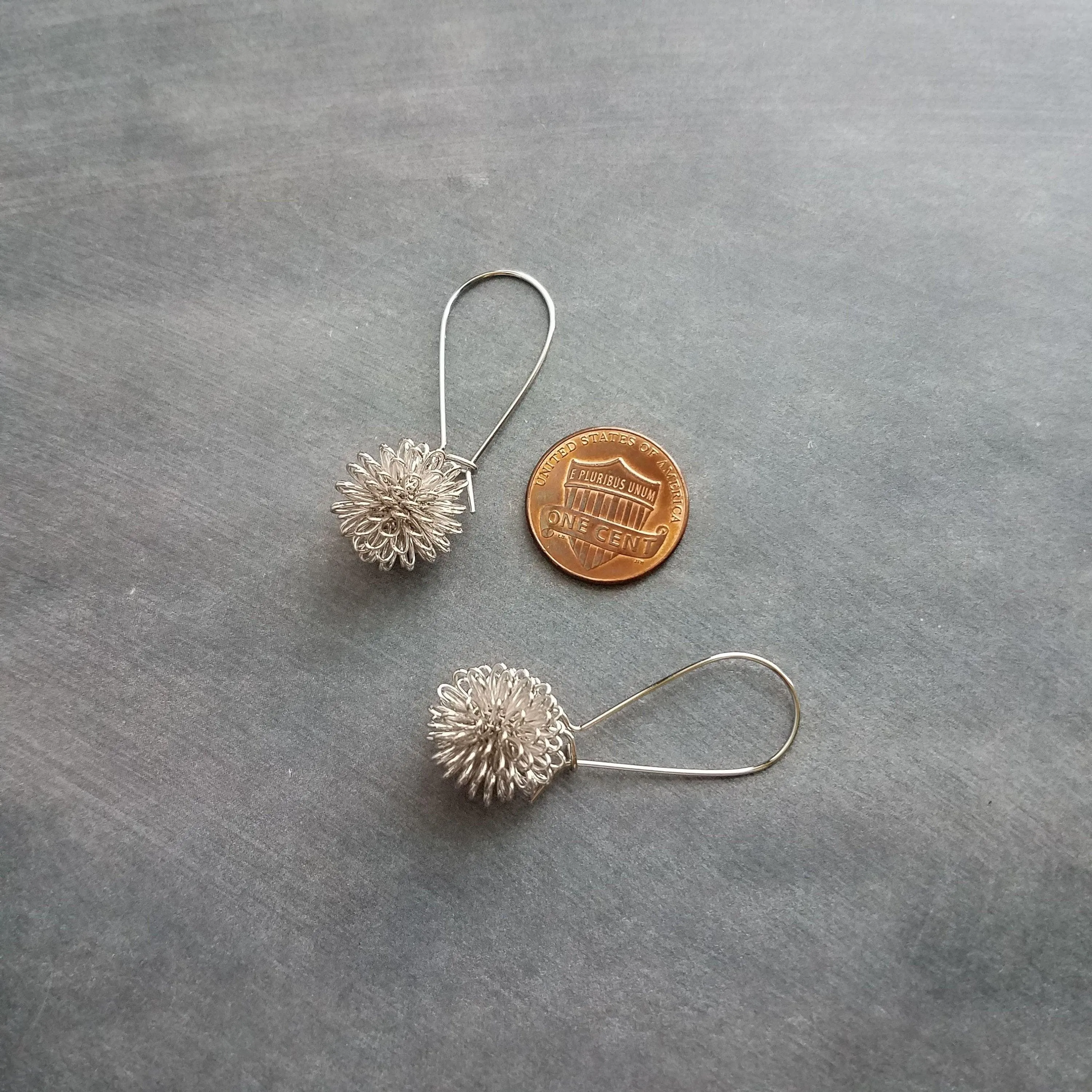 Silver Knot Earring, tie the knot gift, tangle earrings, dandelion earring, wire ball earring knotted earring silver ball earring bridesmaid