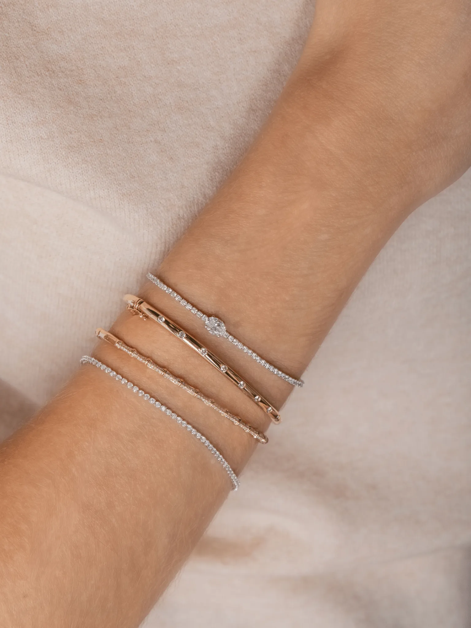 Simple Diamond Tennis Bracelet 14K