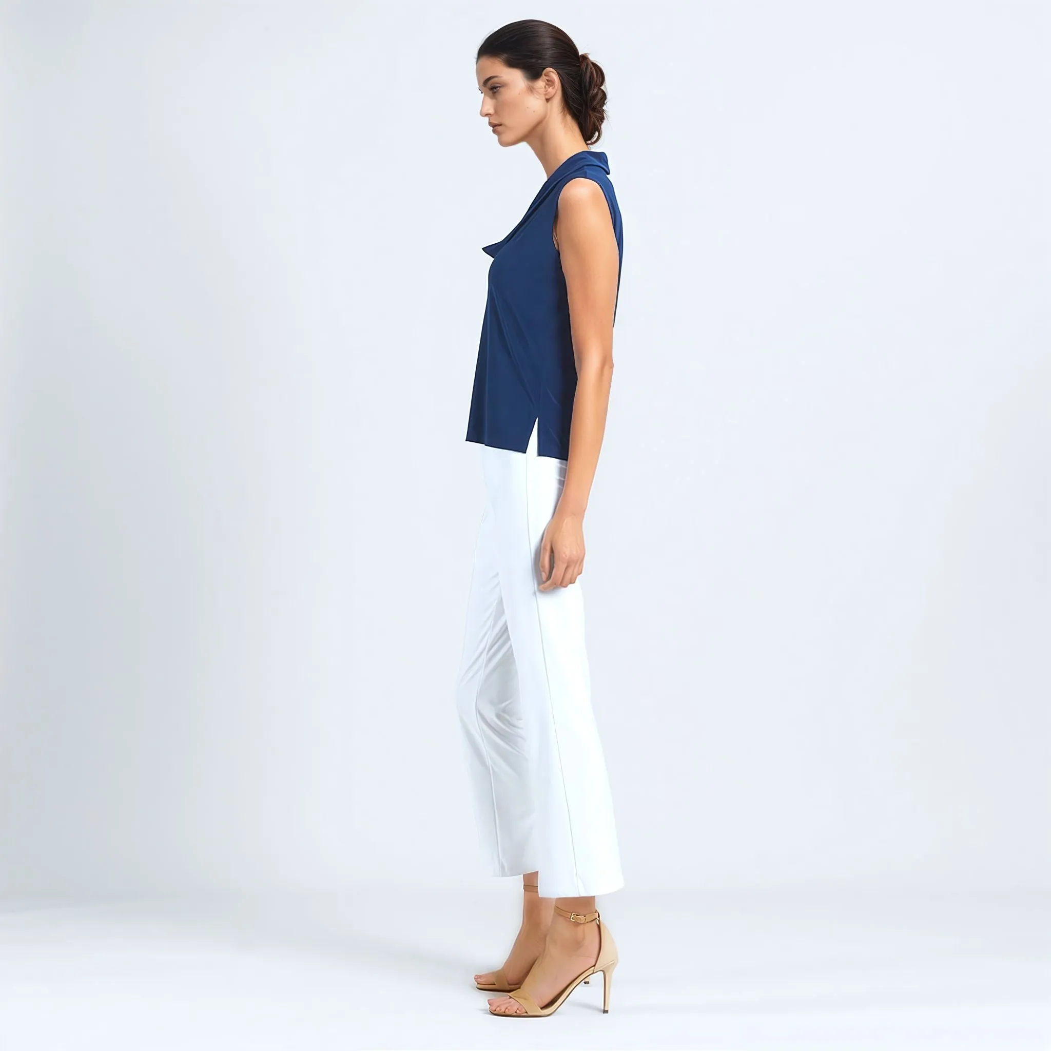 Sleeveless Draped Cowl Neck Top - Navy - Limited Sizes!