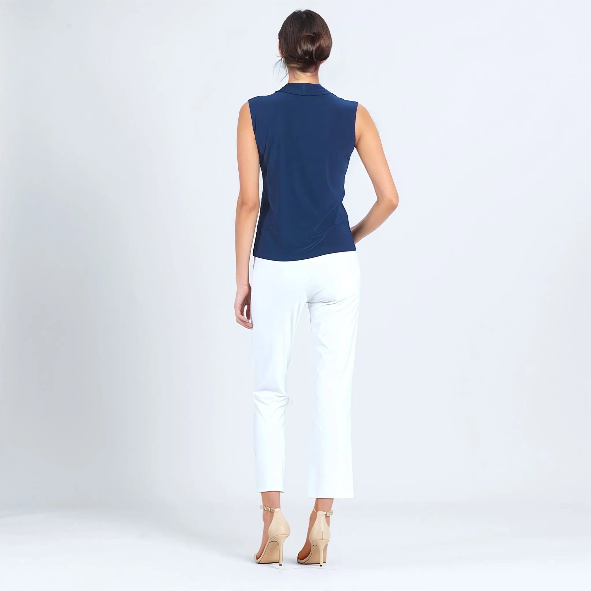 Sleeveless Draped Cowl Neck Top - Navy - Limited Sizes!