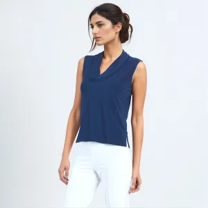 Sleeveless Draped Cowl Neck Top - Navy - Limited Sizes!
