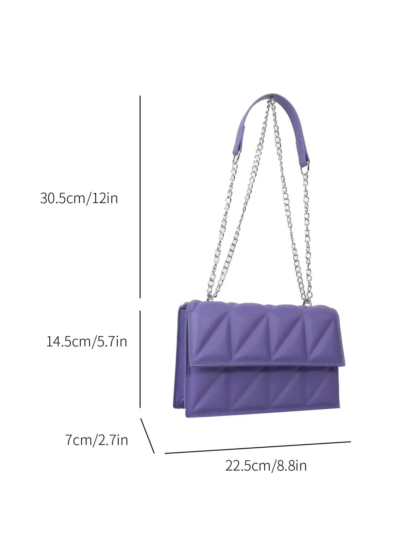 Small Quilted Flap Chain Square Bag - Purple