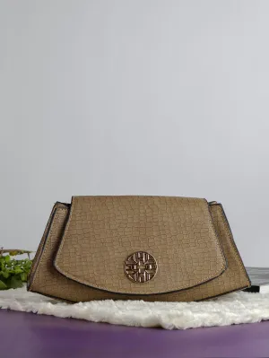 Snakeskin Pattern Flap Chain Evening Bag - Khaaki - FD ⚡