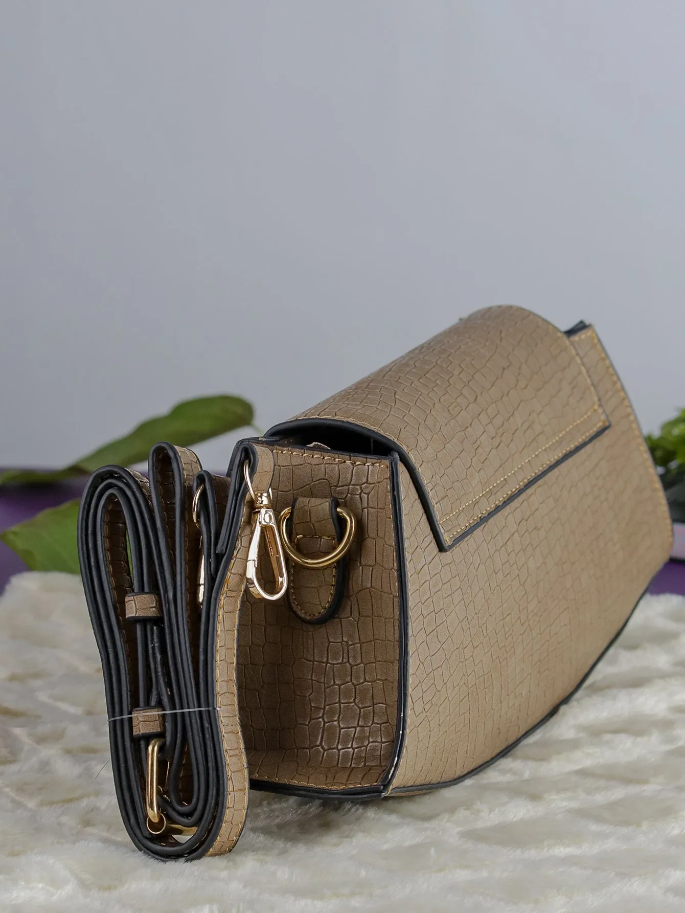 Snakeskin Pattern Flap Chain Evening Bag - Khaaki - FD ⚡
