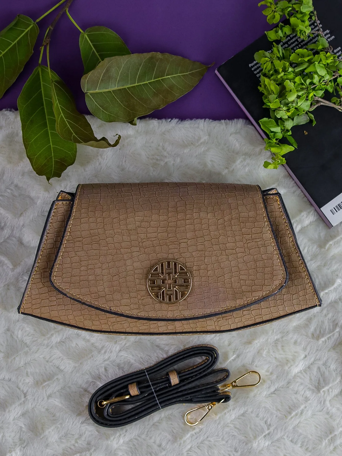 Snakeskin Pattern Flap Chain Evening Bag - Khaaki - FD ⚡