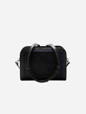 The Wilton Vegan Leather Crossbody Bag | Black & Cobalt Blue