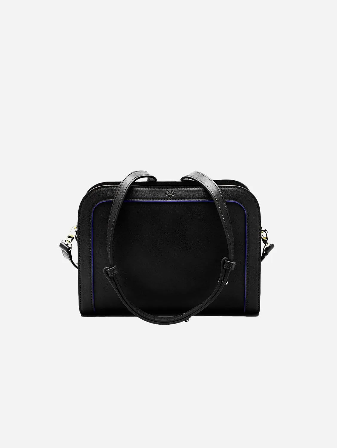 The Wilton Vegan Leather Crossbody Bag | Black & Cobalt Blue