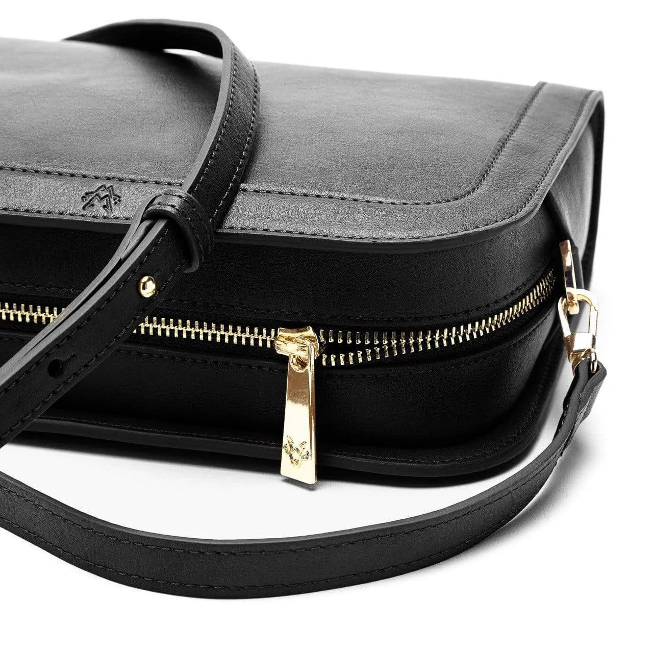 The Wilton Vegan Leather Crossbody Bag | Black & Cobalt Blue