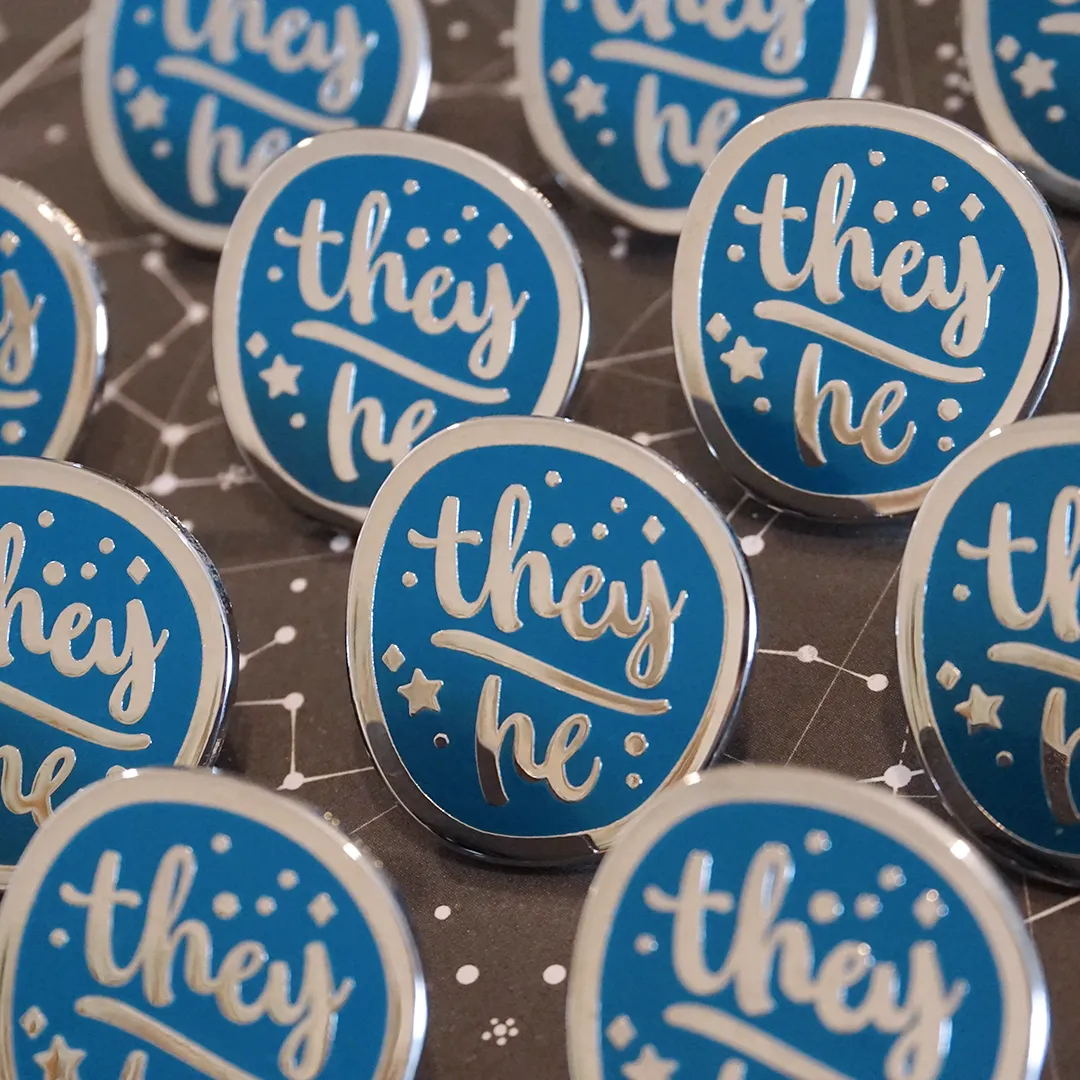 They/he (Silver) | Enamel Pin