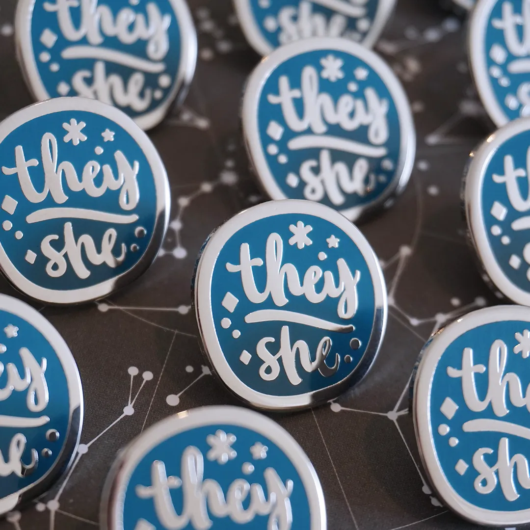 They/She (Silver) | Enamel Pin
