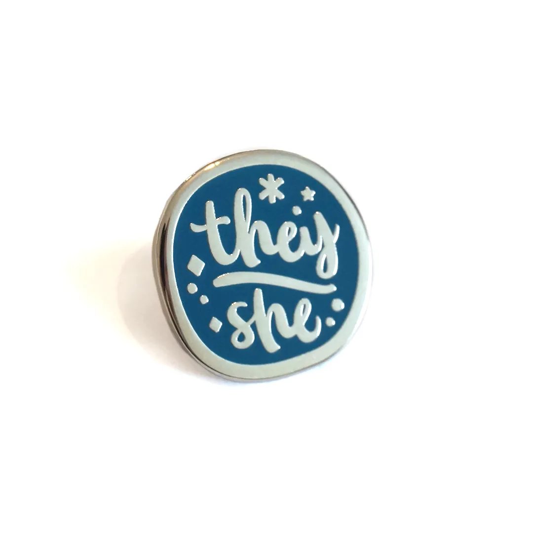 They/She (Silver) | Enamel Pin