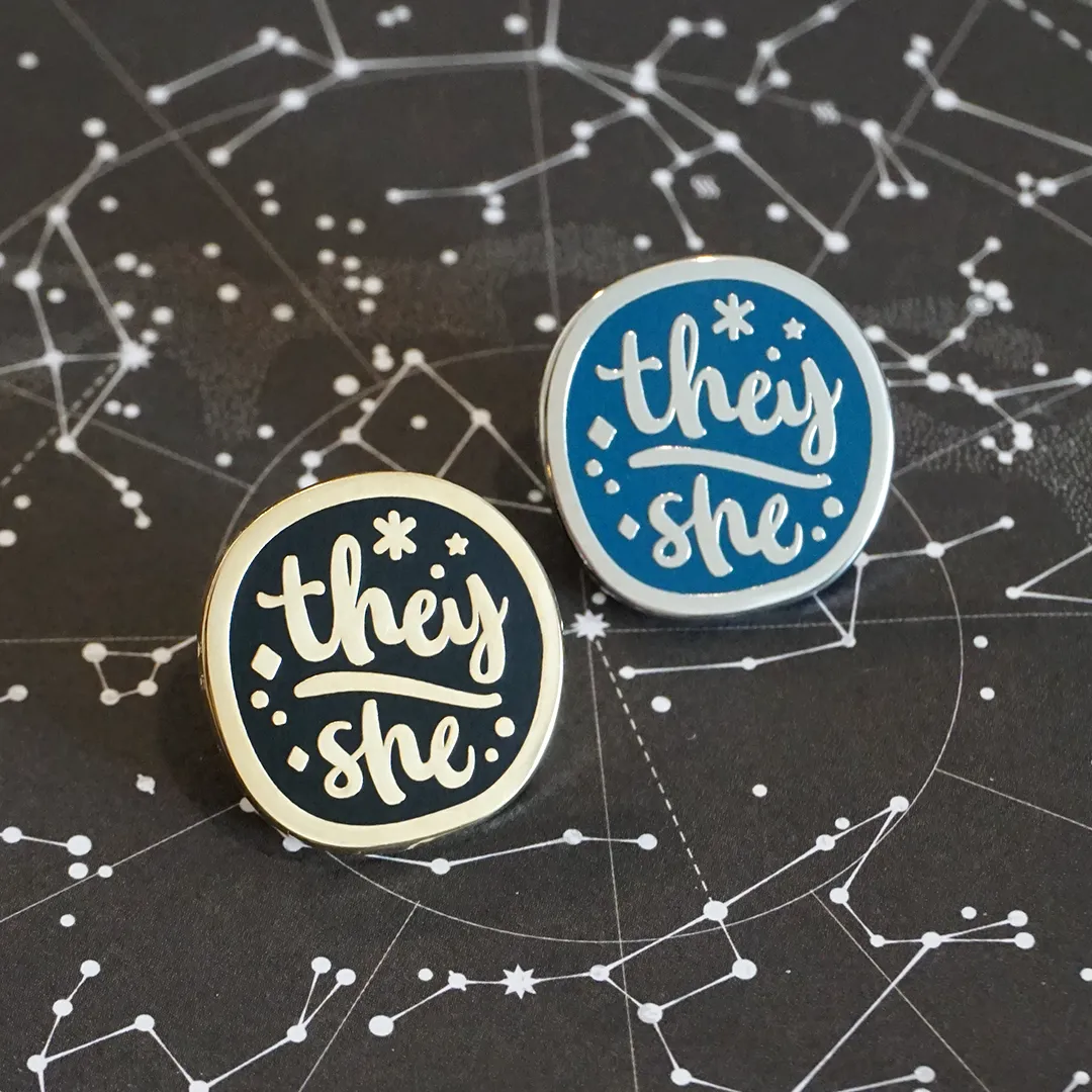 They/She (Silver) | Enamel Pin