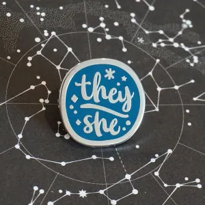 They/She (Silver) | Enamel Pin