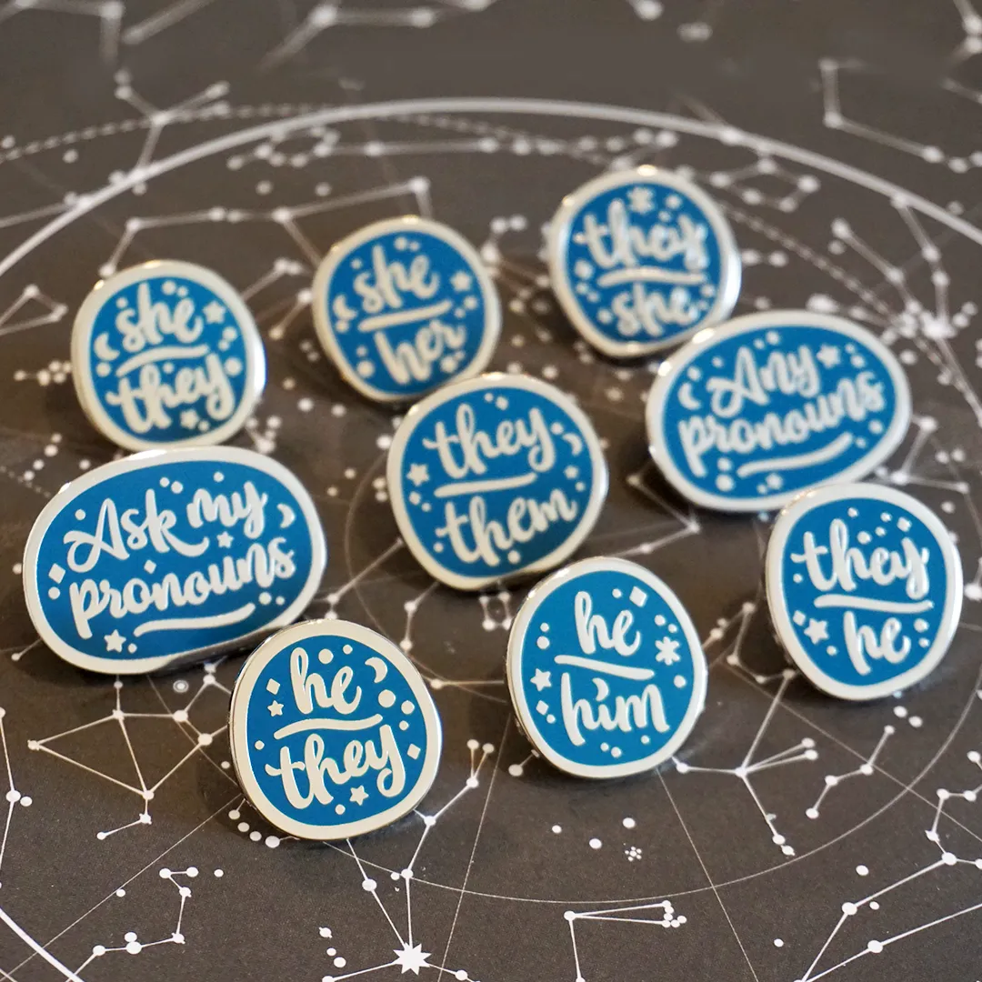 They/She (Silver) | Enamel Pin