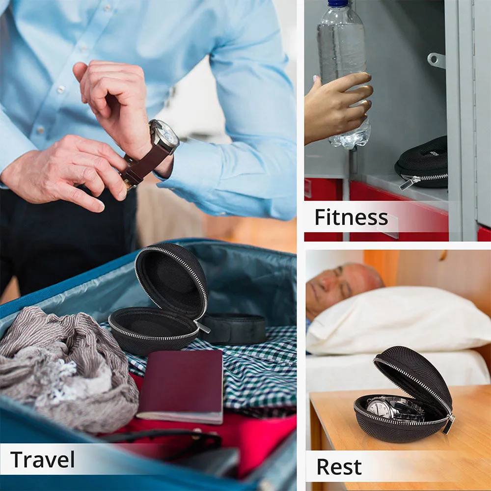 TRIPLETREE 2 Pack Single Travel Watch Box with Soft Velvet Interior and Durable Enhanced Zipper
