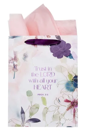 Trust in the Lord Purple Bloom Large Portrait Gift Bag