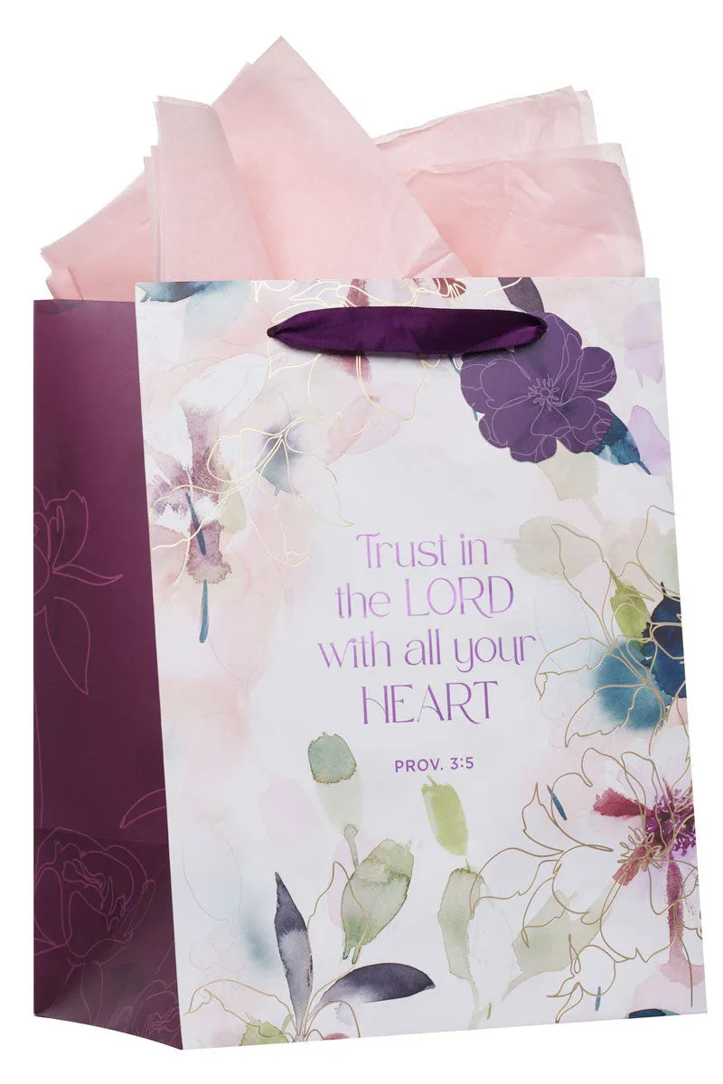 Trust in the Lord Purple Bloom Large Portrait Gift Bag