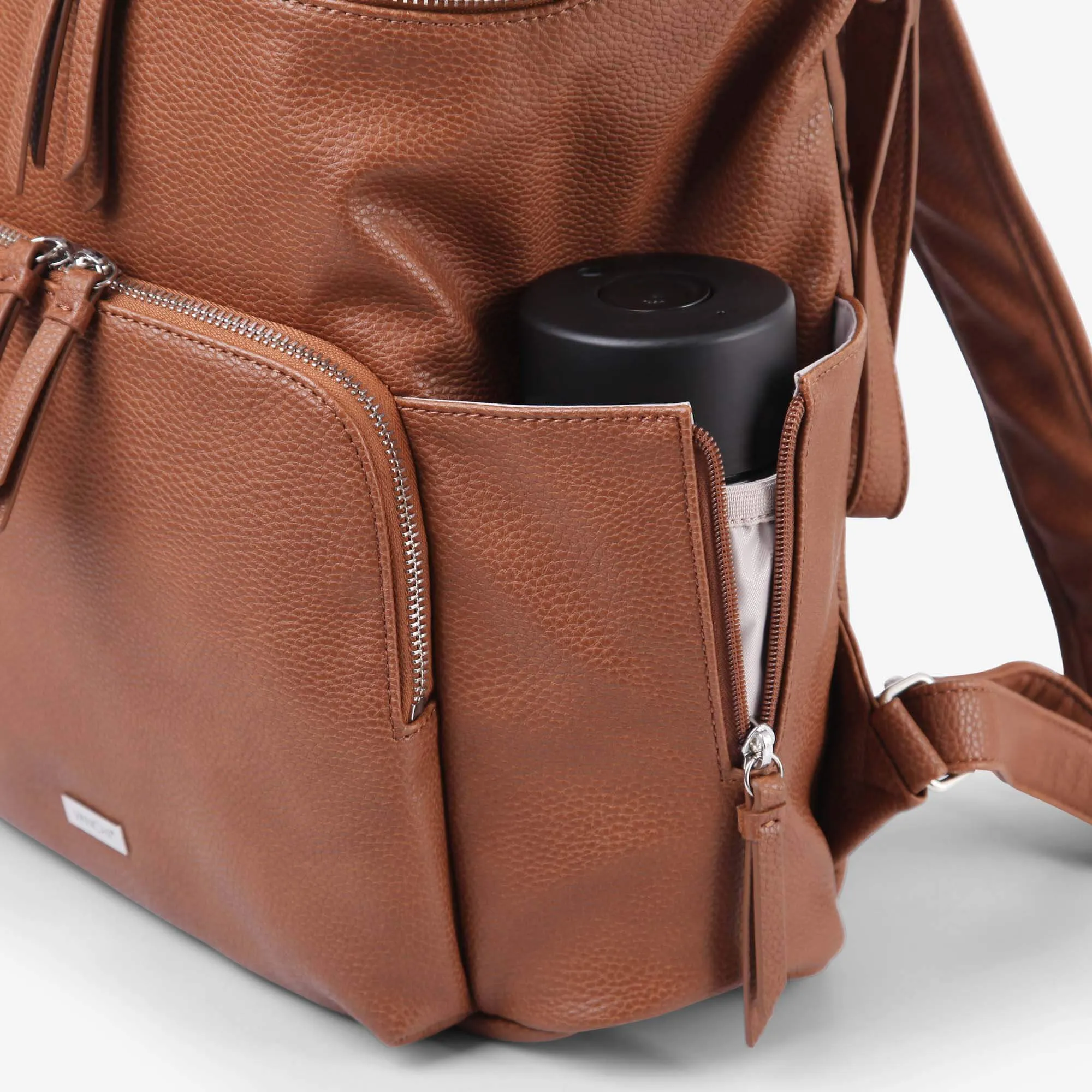 Vanchi Vegan Frankie Everyday Backpack - Pebbled Tan