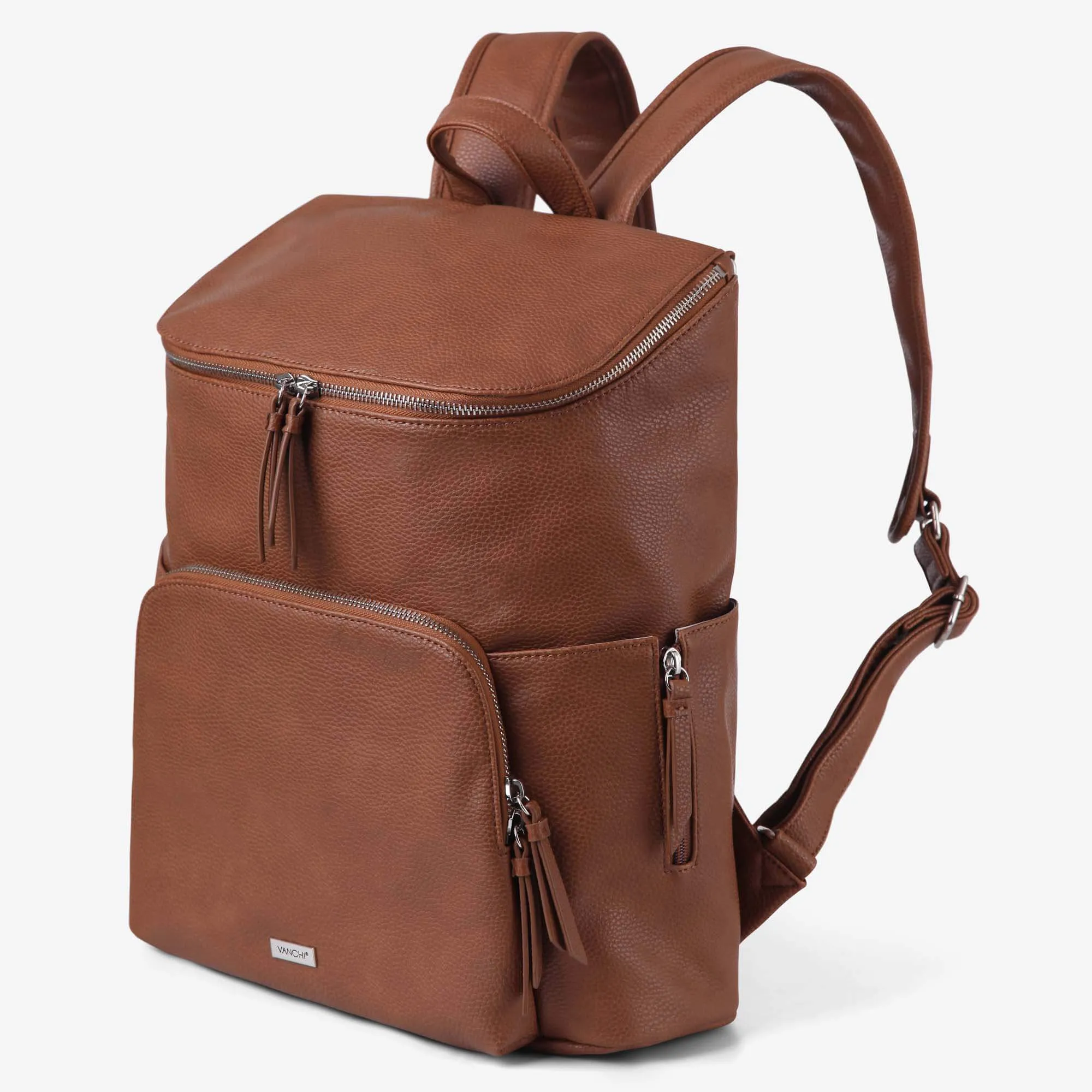 Vanchi Vegan Frankie Everyday Backpack - Pebbled Tan