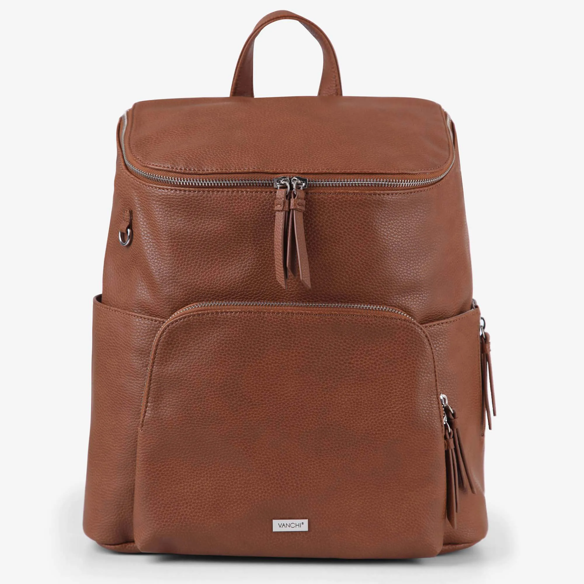 Vanchi Vegan Frankie Everyday Backpack - Pebbled Tan