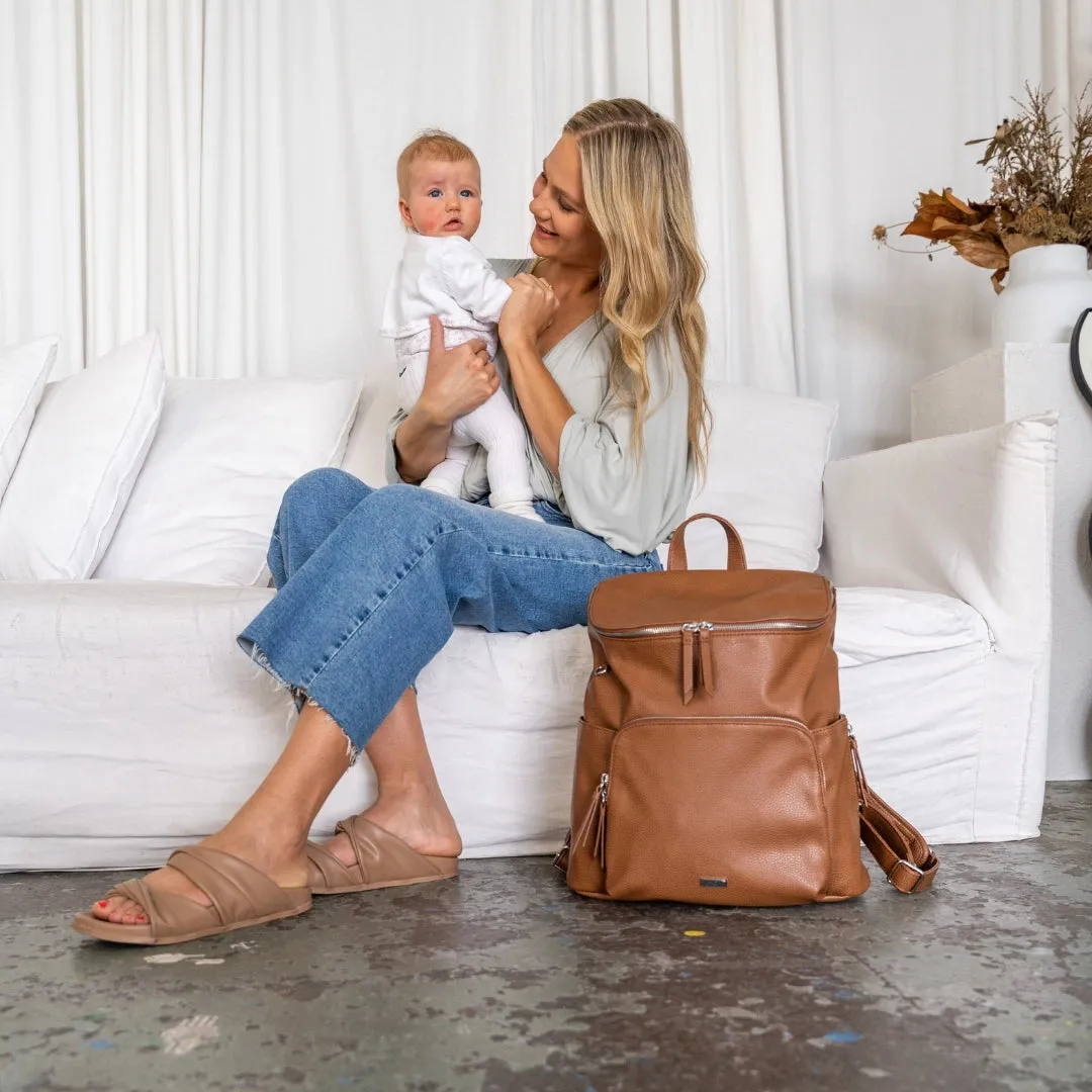 Vanchi Vegan Frankie Everyday Backpack - Pebbled Tan
