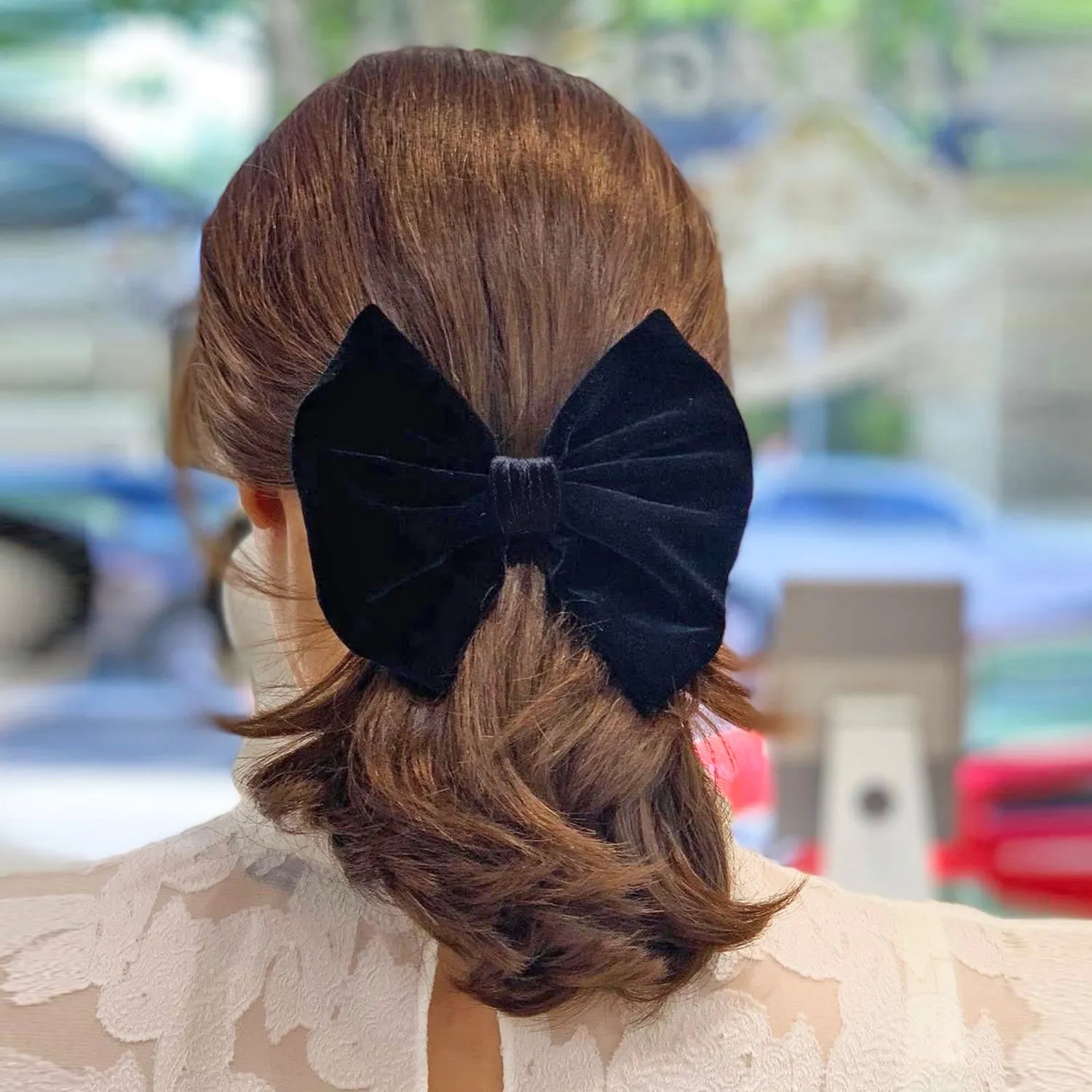 Velvet Bow Fuchsia Hair Clip