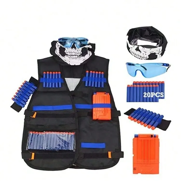 Vest Kit Suitable For Nerf Guns, Includes Refill Darts, Dart Pouches, Reloading Clips, Mask, Wristbands And Protective Goggles, Suitable For Outdoor Games, Christmas Gifts,Gun,Nerf Gun,Toy Gun