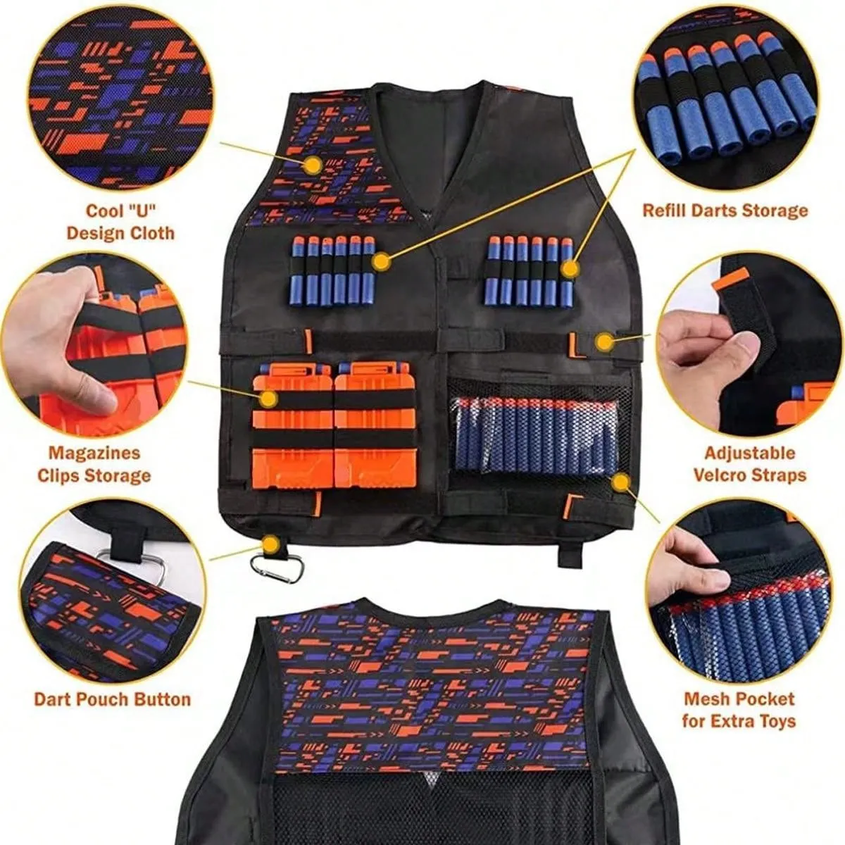 Vest Kit Suitable For Nerf Guns, Includes Refill Darts, Dart Pouches, Reloading Clips, Mask, Wristbands And Protective Goggles, Suitable For Outdoor Games, Christmas Gifts,Gun,Nerf Gun,Toy Gun