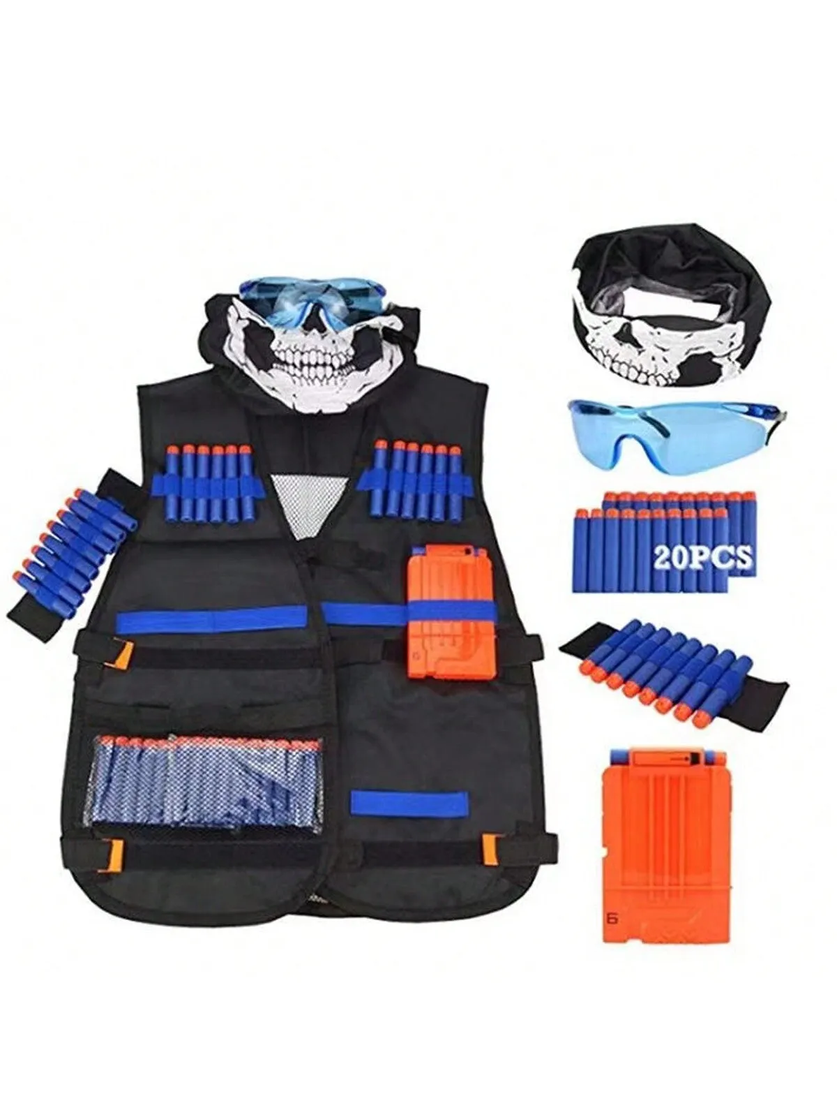 Vest Kit Suitable For Nerf Guns, Includes Refill Darts, Dart Pouches, Reloading Clips, Mask, Wristbands And Protective Goggles, Suitable For Outdoor Games, Christmas Gifts,Gun,Nerf Gun,Toy Gun
