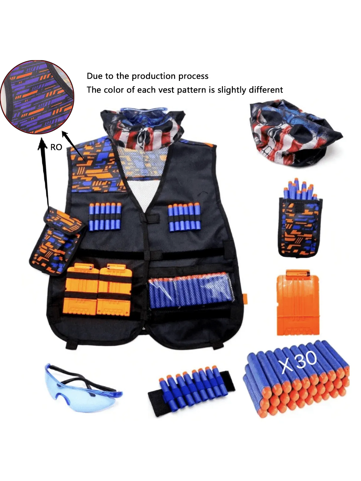Vest Kit Suitable For Nerf Guns, Includes Refill Darts, Dart Pouches, Reloading Clips, Mask, Wristbands And Protective Goggles, Suitable For Outdoor Games, Christmas Gifts,Gun,Nerf Gun,Toy Gun