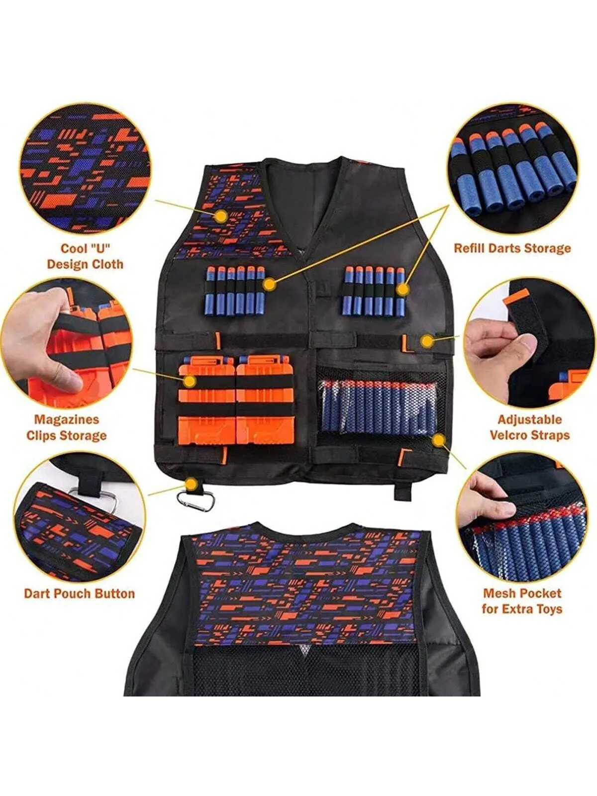 Vest Kit Suitable For Nerf Guns, Includes Refill Darts, Dart Pouches, Reloading Clips, Mask, Wristbands And Protective Goggles, Suitable For Outdoor Games, Christmas Gifts,Gun,Nerf Gun,Toy Gun