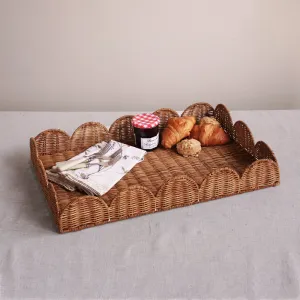 VIDA RATTAN SCALLOPED RECTANGULAR TRAY- LARGE