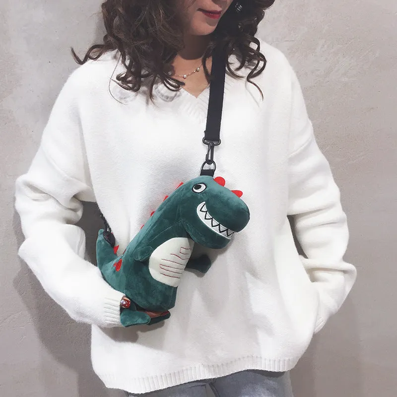 Women's Cartoon Dinosaur Doll Cute Personality Ugly Shoulder Bags