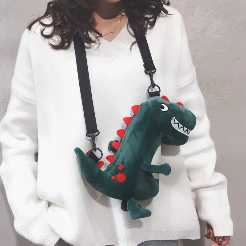 Women's Cartoon Dinosaur Doll Cute Personality Ugly Shoulder Bags
