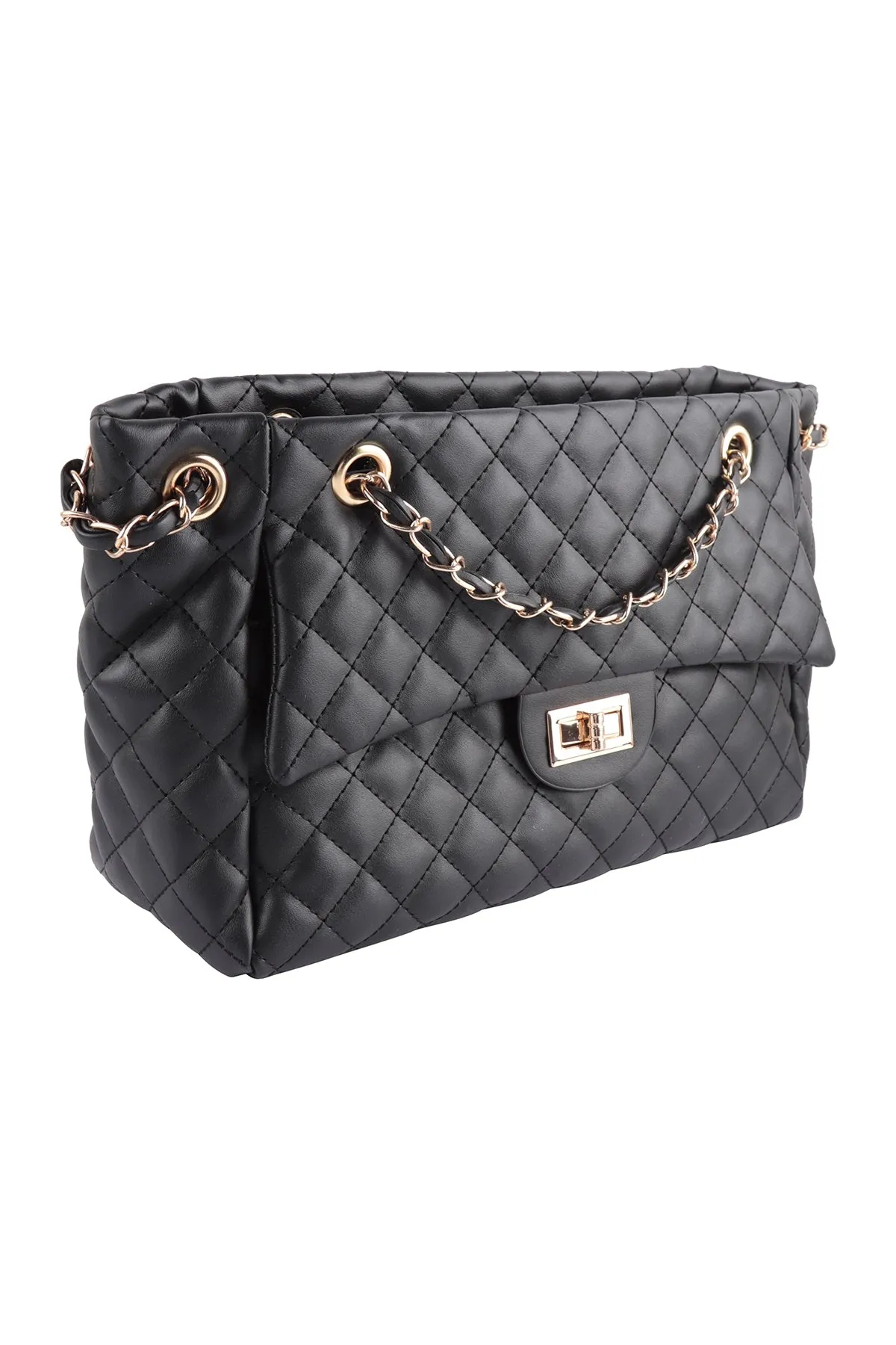 WOMENS FASHION LEATHER DIAMOND PATTERN QUILTED HANDBAG