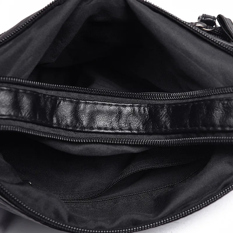 Women's One Mom Washed Leather Soft Crossbody Bags