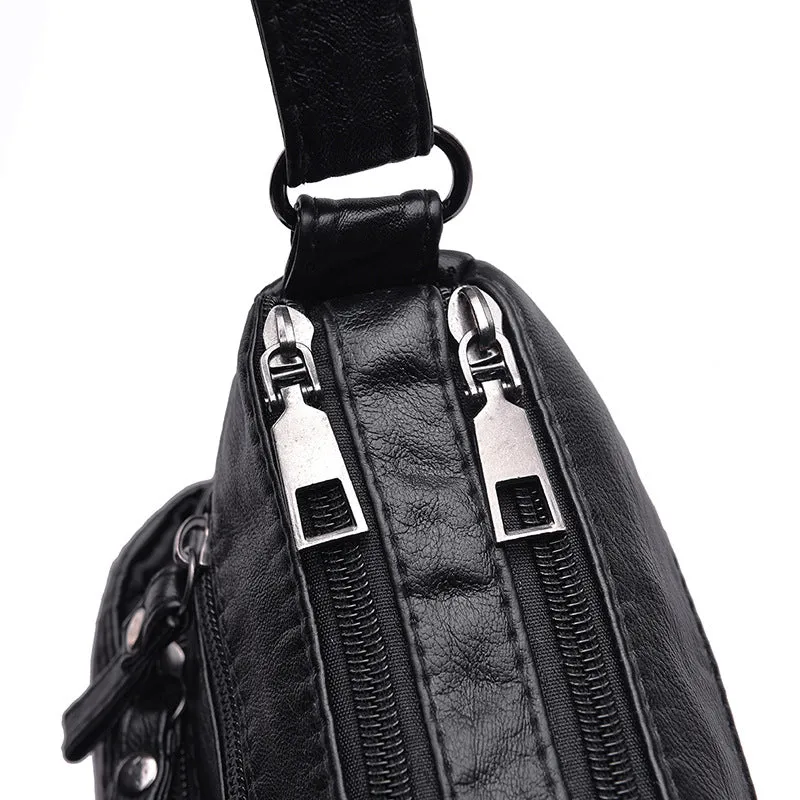 Women's One Mom Washed Leather Soft Crossbody Bags