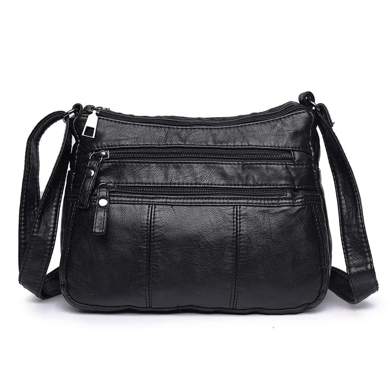 Women's One Mom Washed Leather Soft Crossbody Bags