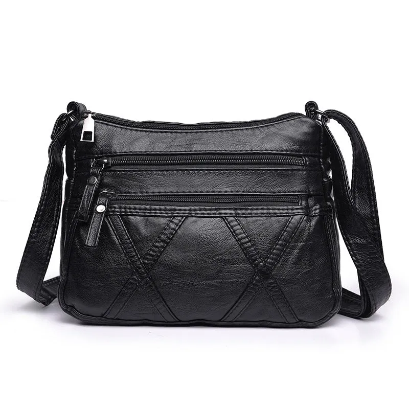 Women's One Mom Washed Leather Soft Crossbody Bags
