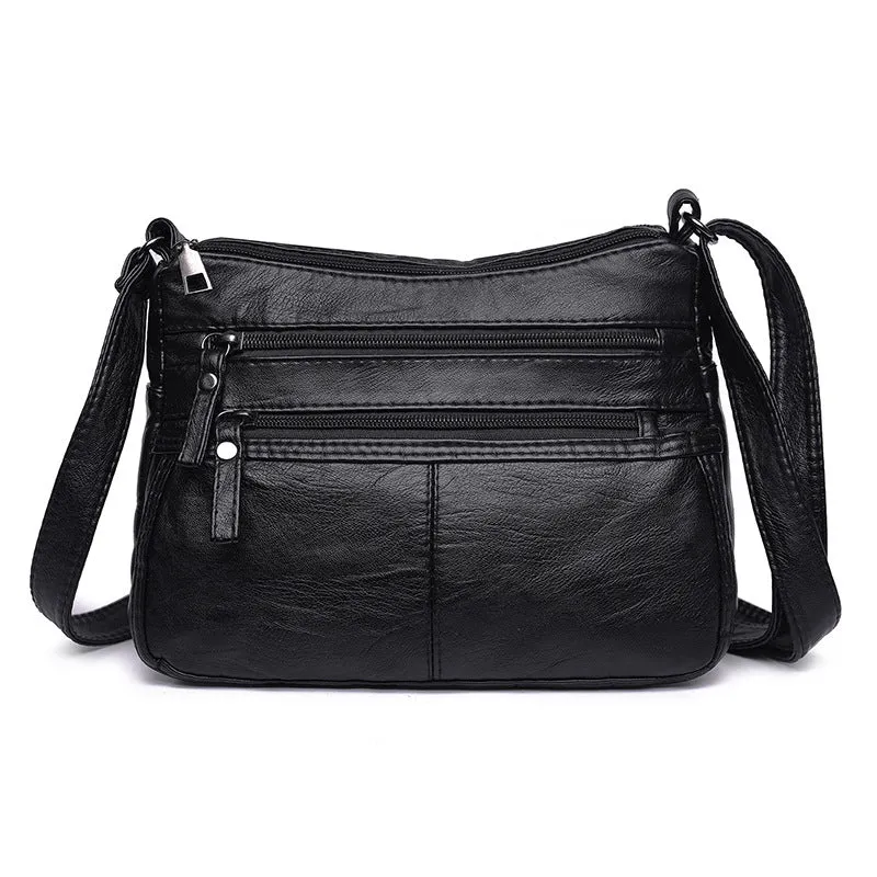 Women's One Mom Washed Leather Soft Crossbody Bags