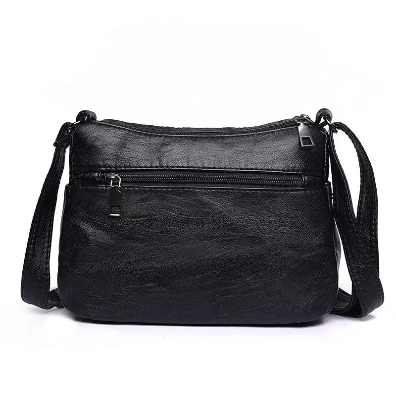Women's One Mom Washed Leather Soft Crossbody Bags