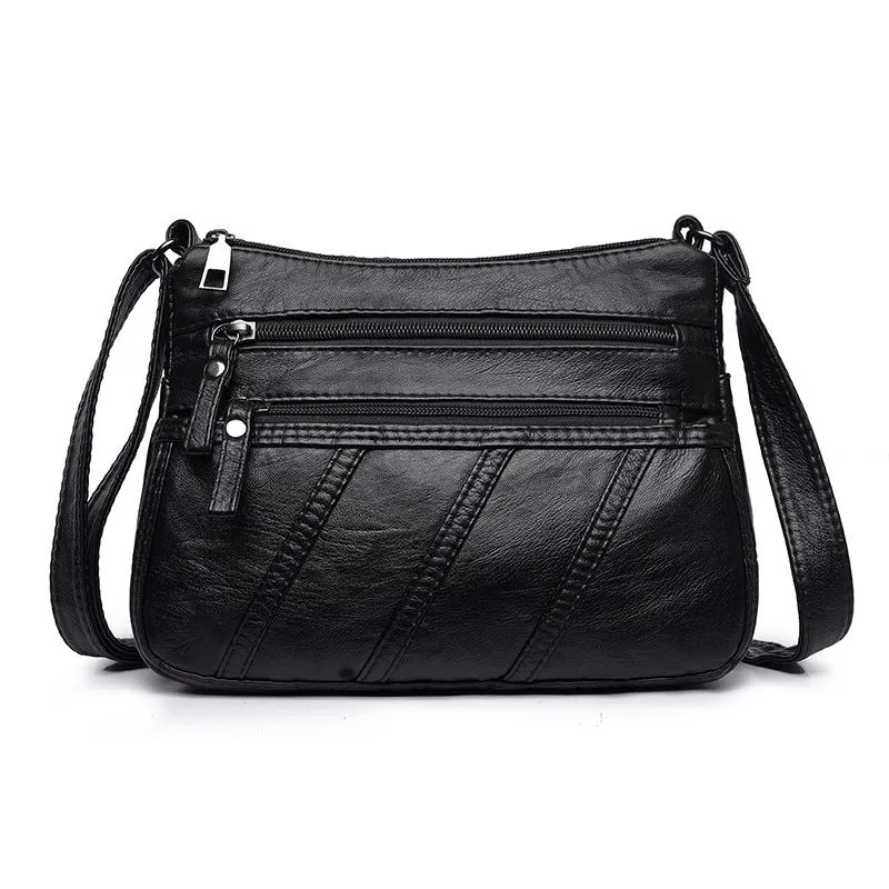 Women's One Mom Washed Leather Soft Crossbody Bags