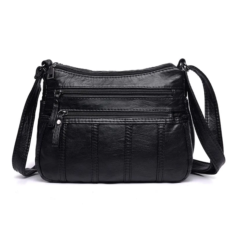 Women's One Mom Washed Leather Soft Crossbody Bags