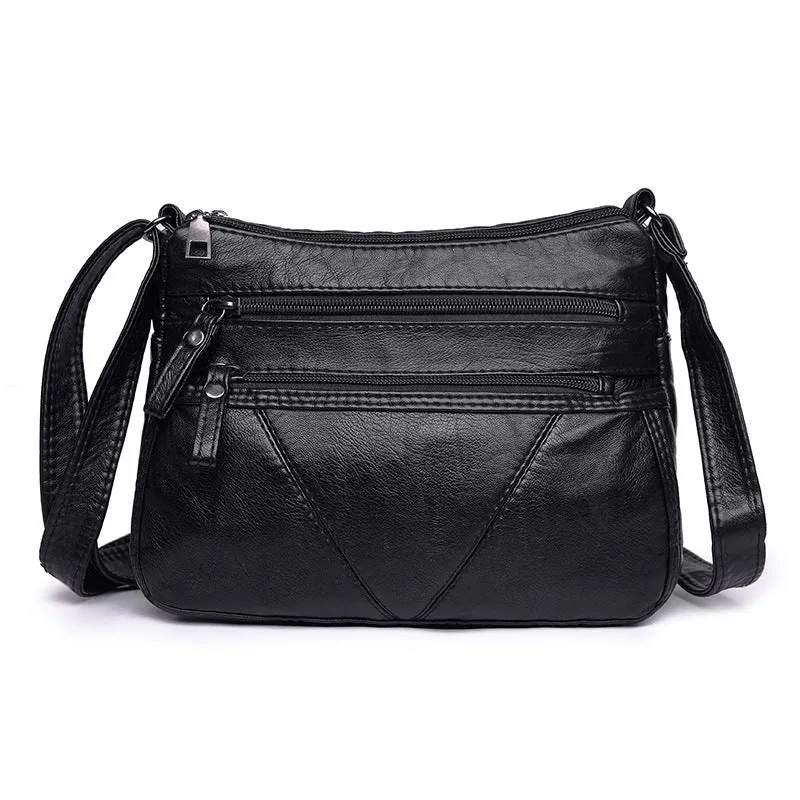 Women's One Mom Washed Leather Soft Crossbody Bags